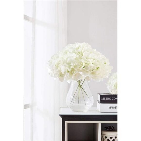 Silk Flower White 10 Heads Artificial Hydrangea Silk Flowers Head - White - Picture 3 of 5
